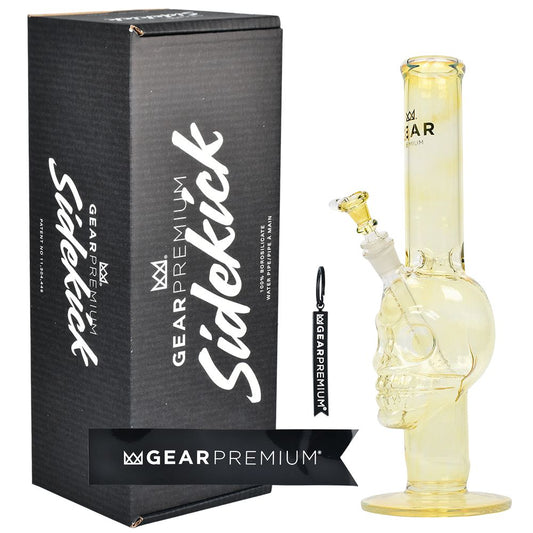 Gear Premium Color Changing Skull Straight Tube Glass Water Pipe