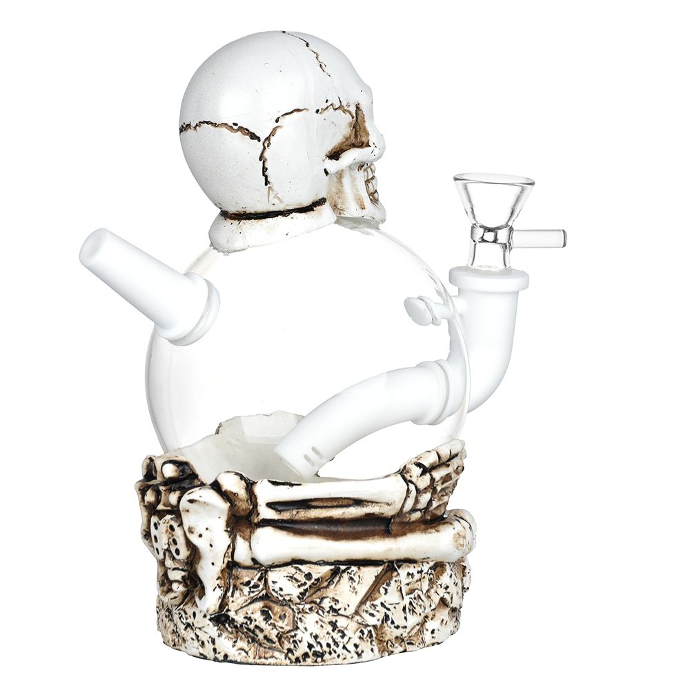 Skeleton's Embrace Resin on Glass Water Pipe - 7.25" / 14mm F