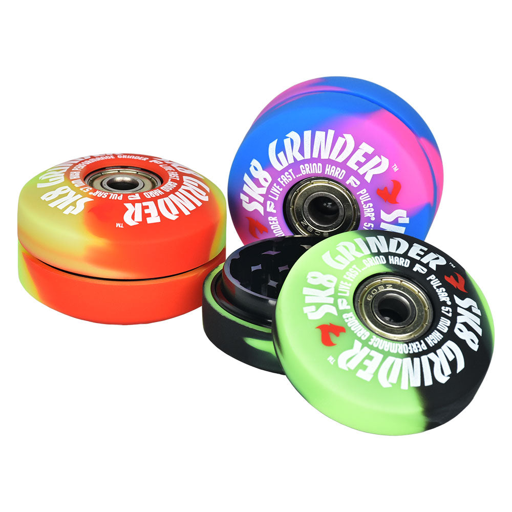 Pulsar SK8 Grinder | 3pc | 2.2"| Swirl Colors | 6pc Display