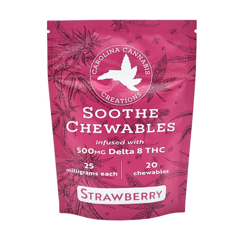 Soothe Chewables | Delta 8 | Strawberry 20ct bag | Carolina Cannabis Creations