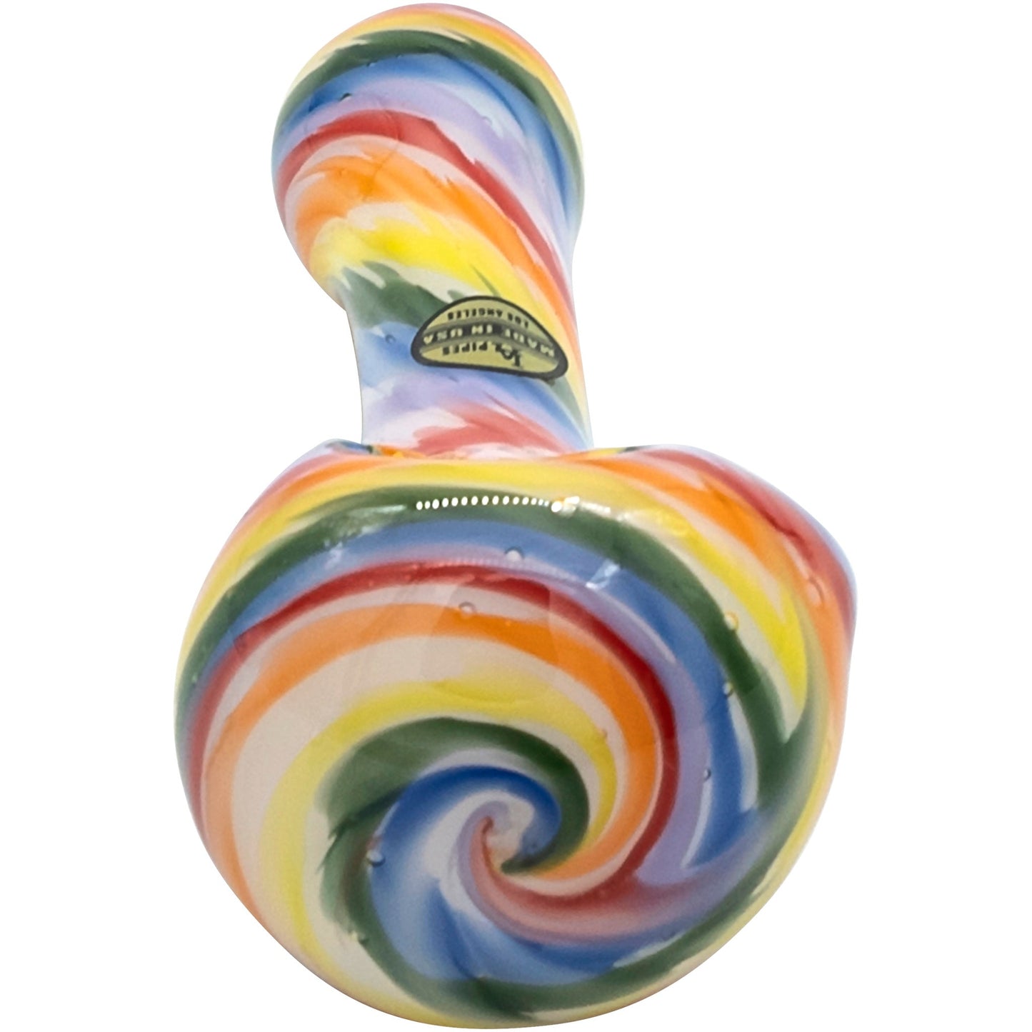 LA Pipes Rainbow Tie-Dye Glass Spoon Pipe on White