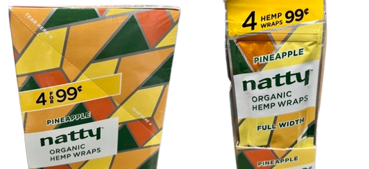 Natty Hemp Full Width Organic Natural 4 Wraps (3 Count) Pineapple Flavor