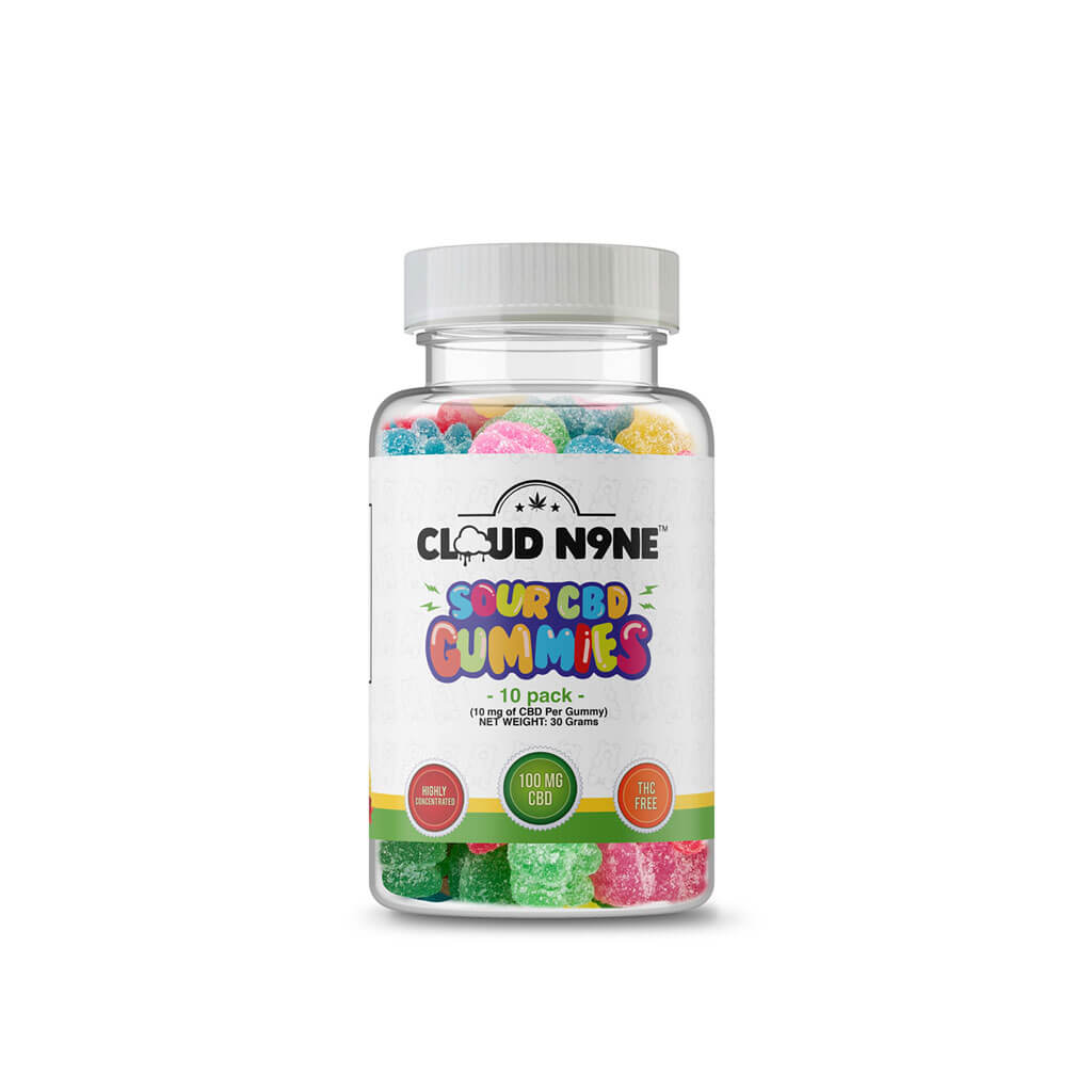 Cloud N9ne CBD Sour Gummies: Daytime - 10 Pack - 100mg CBD - The DopeSpot.Store