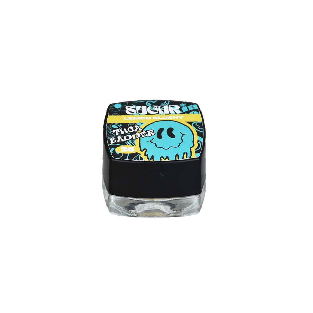 Nail polish bottle with a fun smiley cap design, perfect for your THCA Badder Live vibe