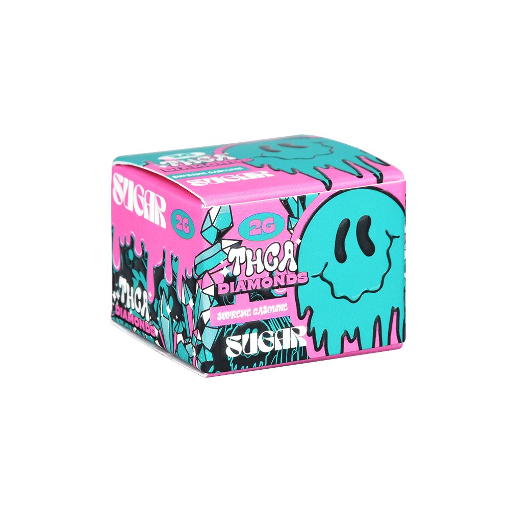 Colorful Thick Shake soda box with fun graphics and big text promoting THCA Diamonds