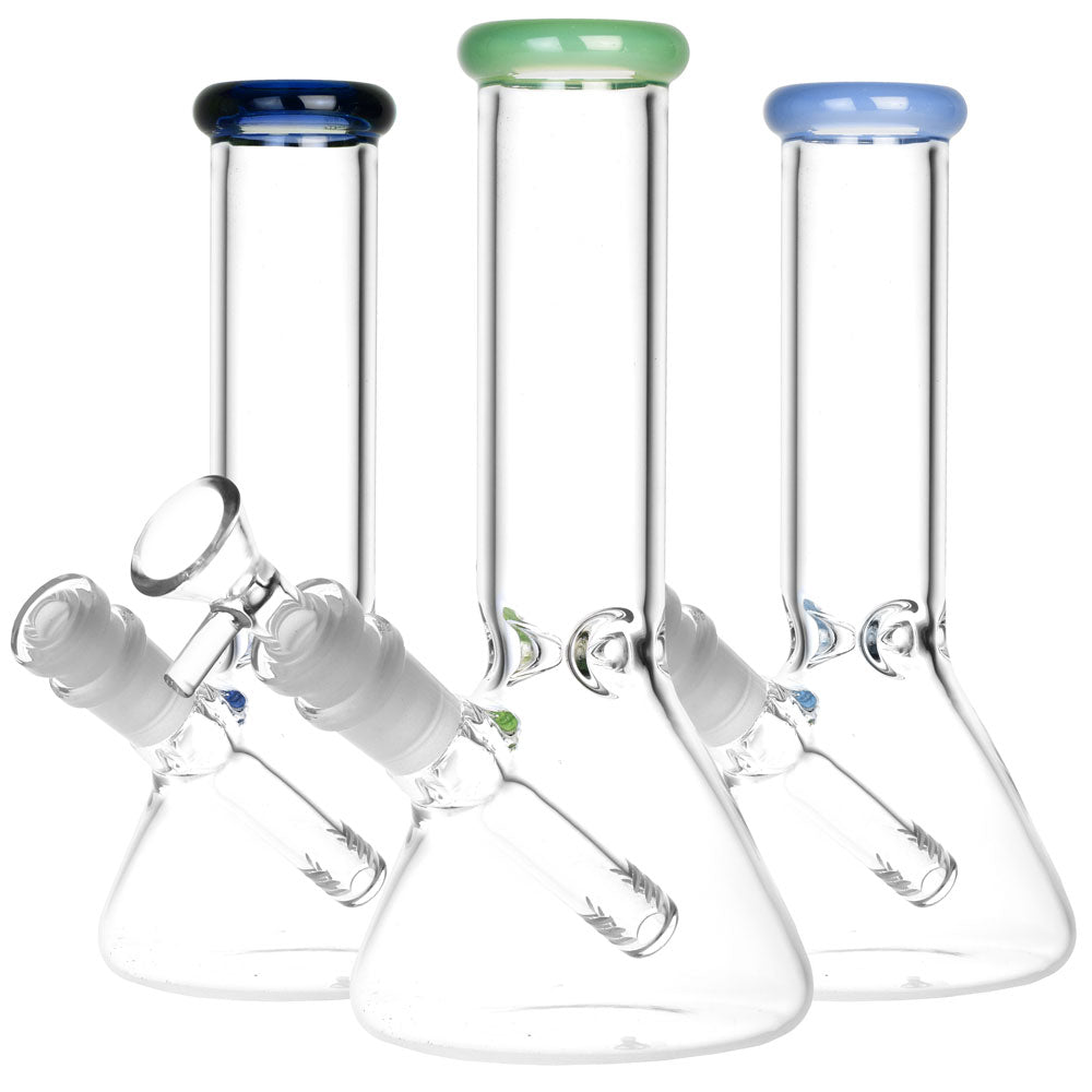 Colorful glass beaker water pipe with angled stems for an elevated experience