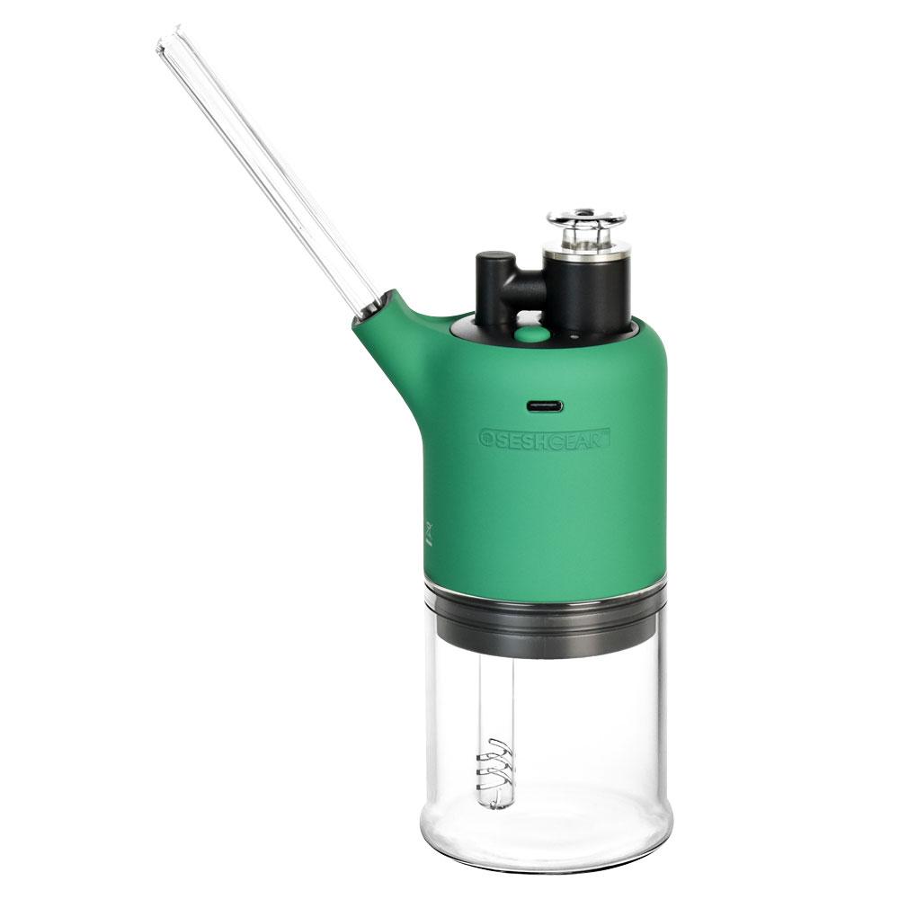 Teal electric grinder perfect for using with Dabtron Electric Dab eRig glass container