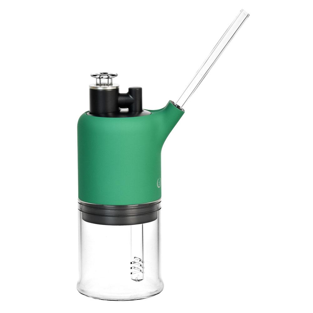 Portable green and clear water bottle with straw for Dabtron Electric Dab experience