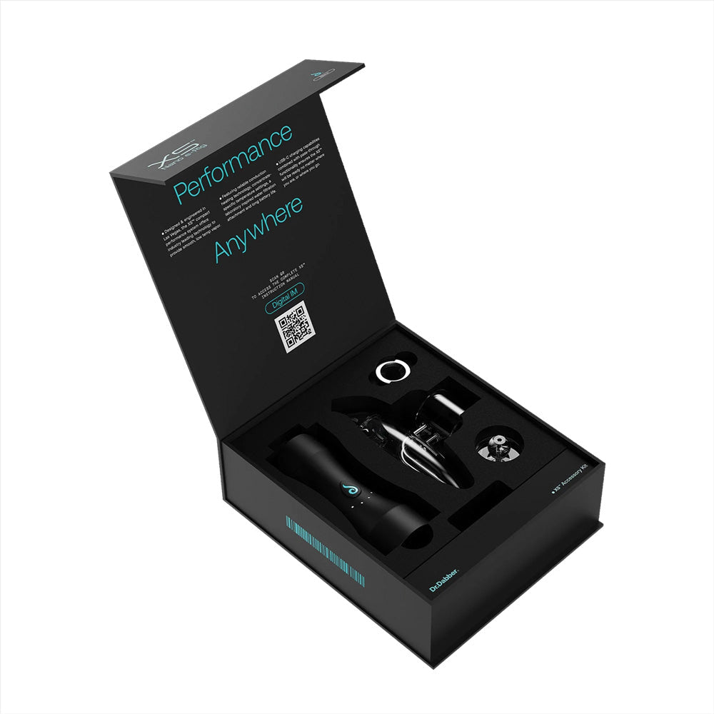 Black box with Dr. Dabber XS Electric Dab Rig and accessories to elevate your experience