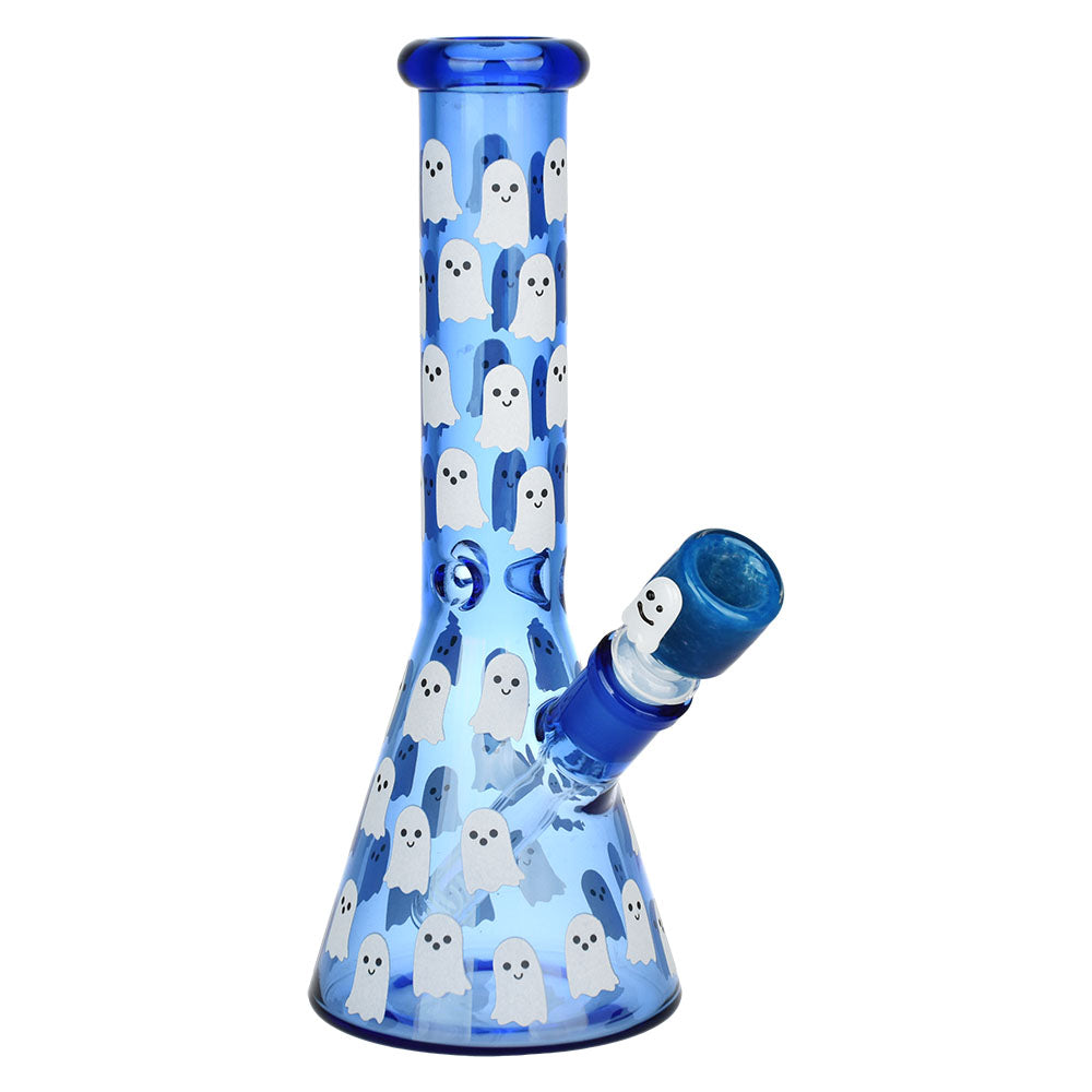 Elevate Your Sessions with the Ghostly Glow Beaker Water Pipe! - Blue