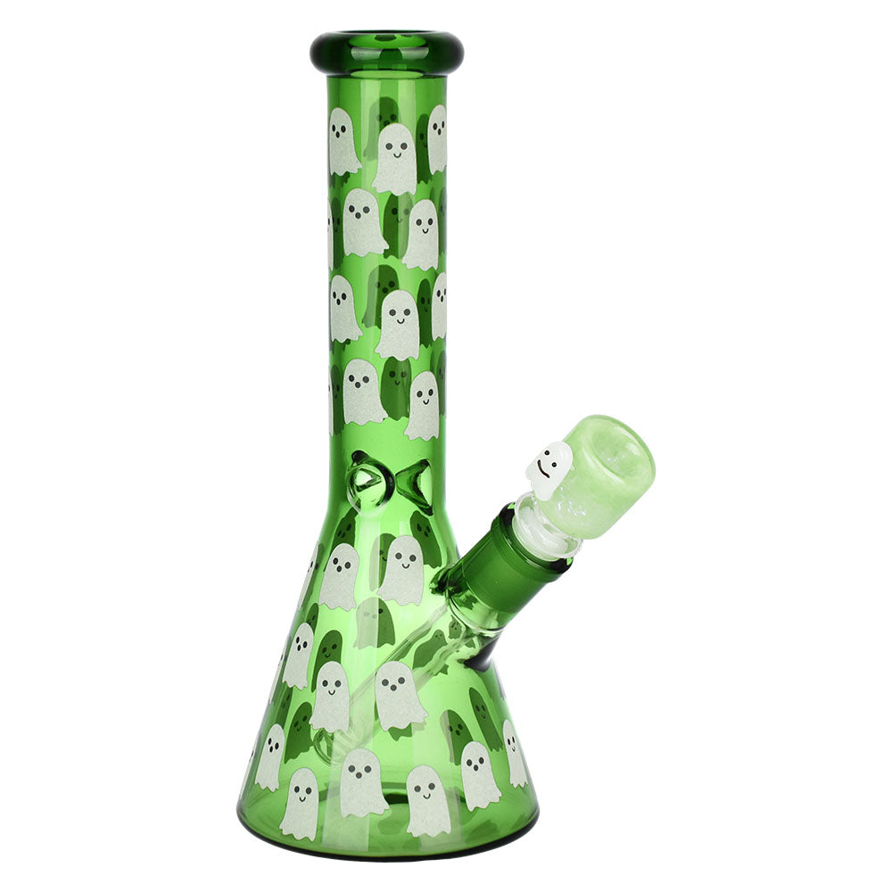 Elevate Your Sessions with the Ghostly Glow Beaker Water Pipe! - Green