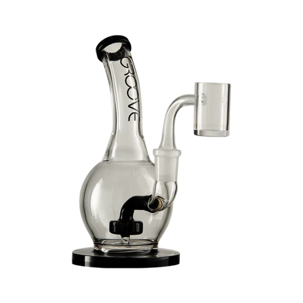 Elevate Your Sessions with the Sleek Groove Bubbler Water Pipe in Clear Glass - BlkClear