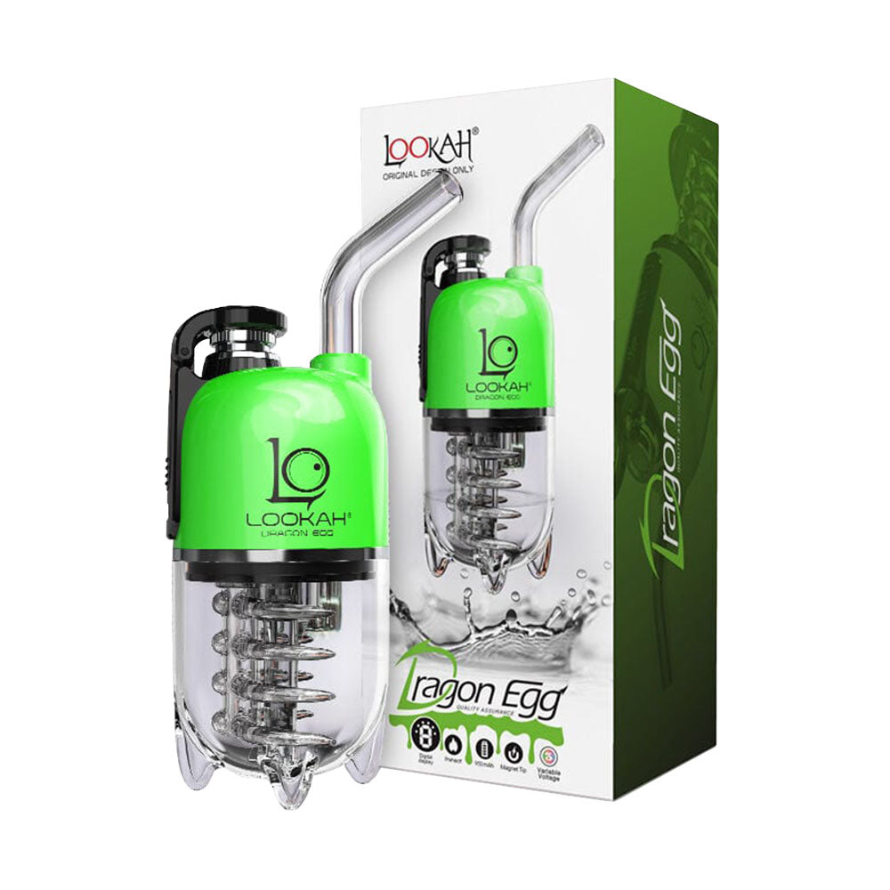 Bright green glass water bottle with infuser and straw for the ultimate electric dab experience