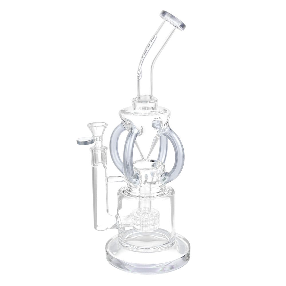 Colorful Pulsar Gravity Recycler Water Rig with curved neck and multiple chambers