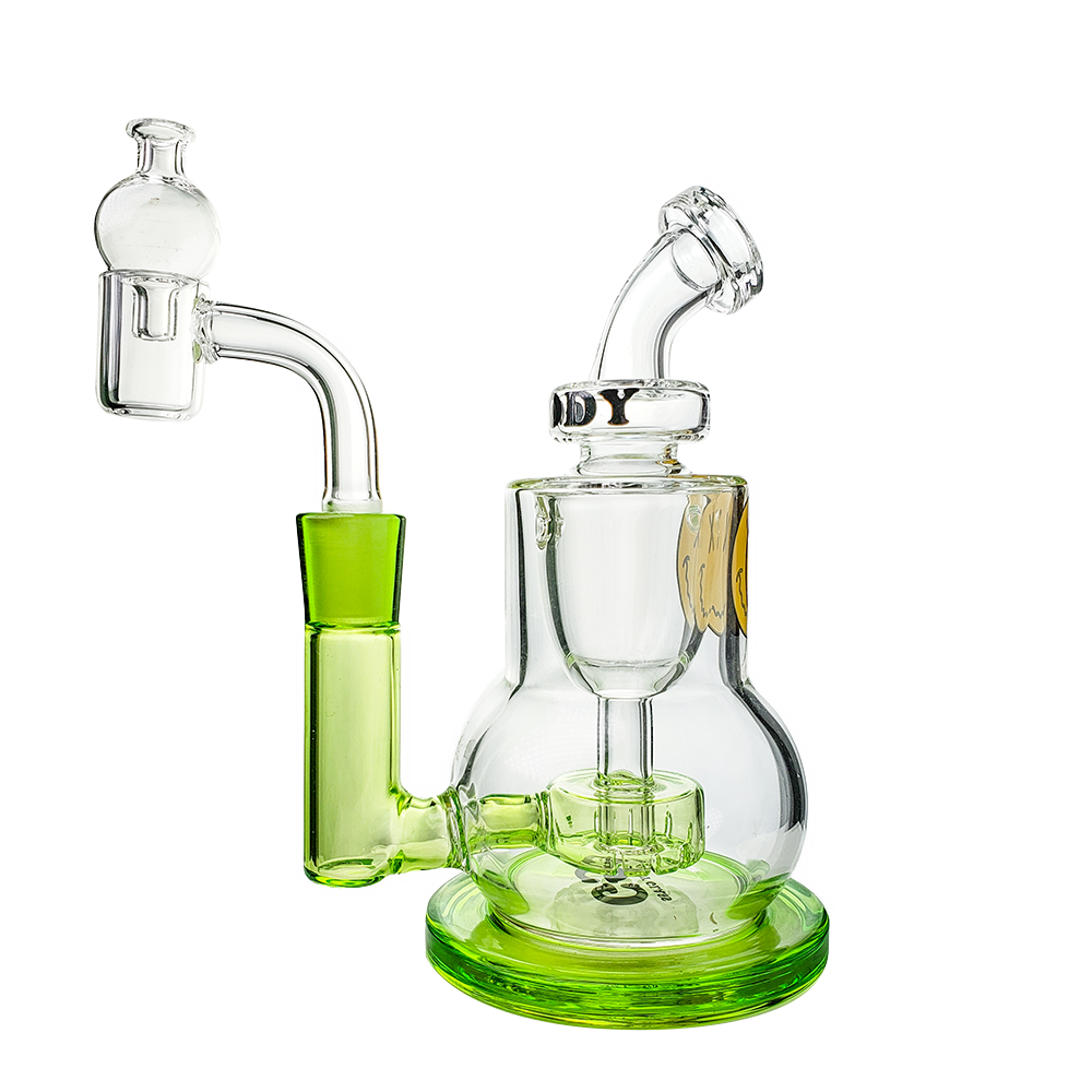 Experience Flavorful Hits with Goody Glass Mini Rigs and Showerhead Percolators - Slime Green