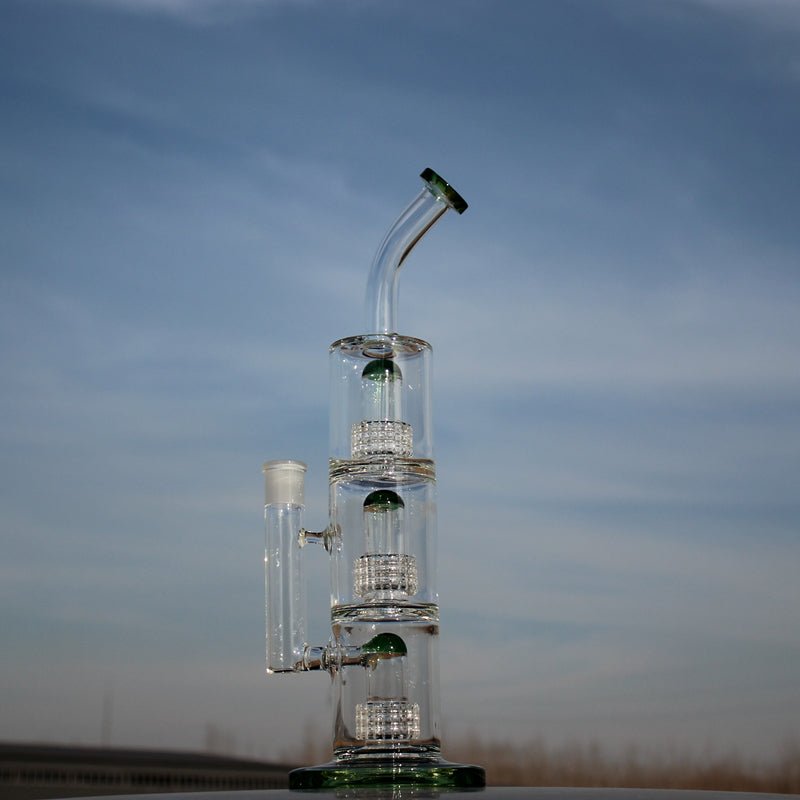 15" Triple Matrix Percolator Glass Water Pipe - The DopeSpot.Store