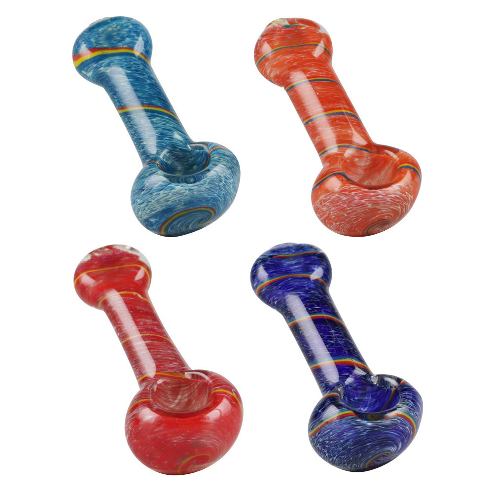 Colorful glass hand pipes with swirled patterns for a unique smoking experience