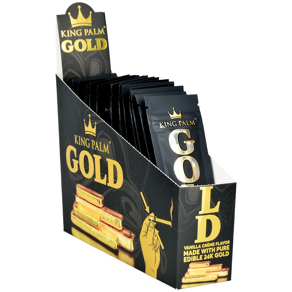 15PK DISP - King Palm 24K Gold Cones - Mini / 1pc / Vanilla Creme