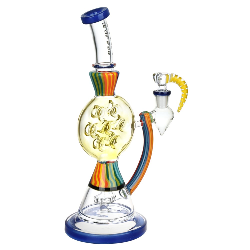 EG Glass Rainbow Striped Glass Water Pipe - 11" / 14mm F / Colors Vary