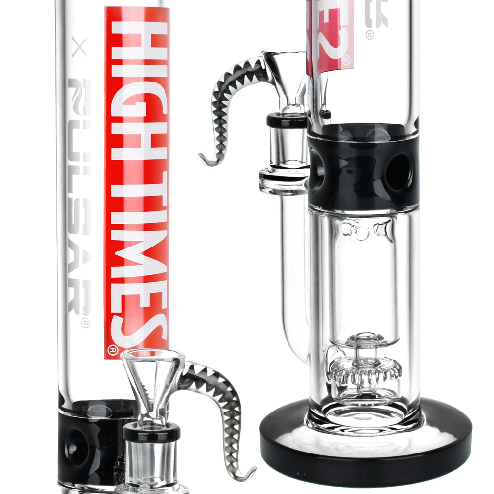 High Times x Pulsar Logo Straight Tube Recycler Water Pipe - 14.75" / 14mm F