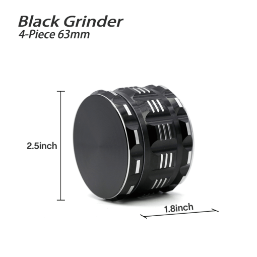 Waxmaid 4-Piece Polygon Herb Grinder Black 63mm