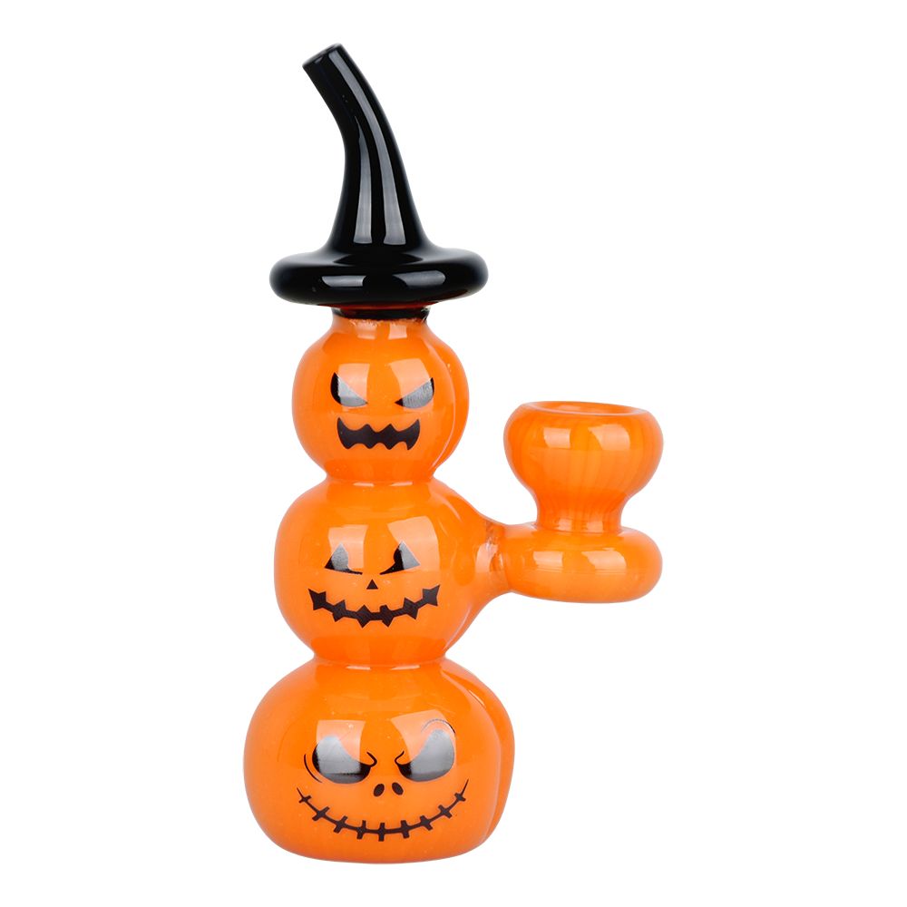 Halloween Pumpkin Pile Up Glass Bubbler - 5.75"