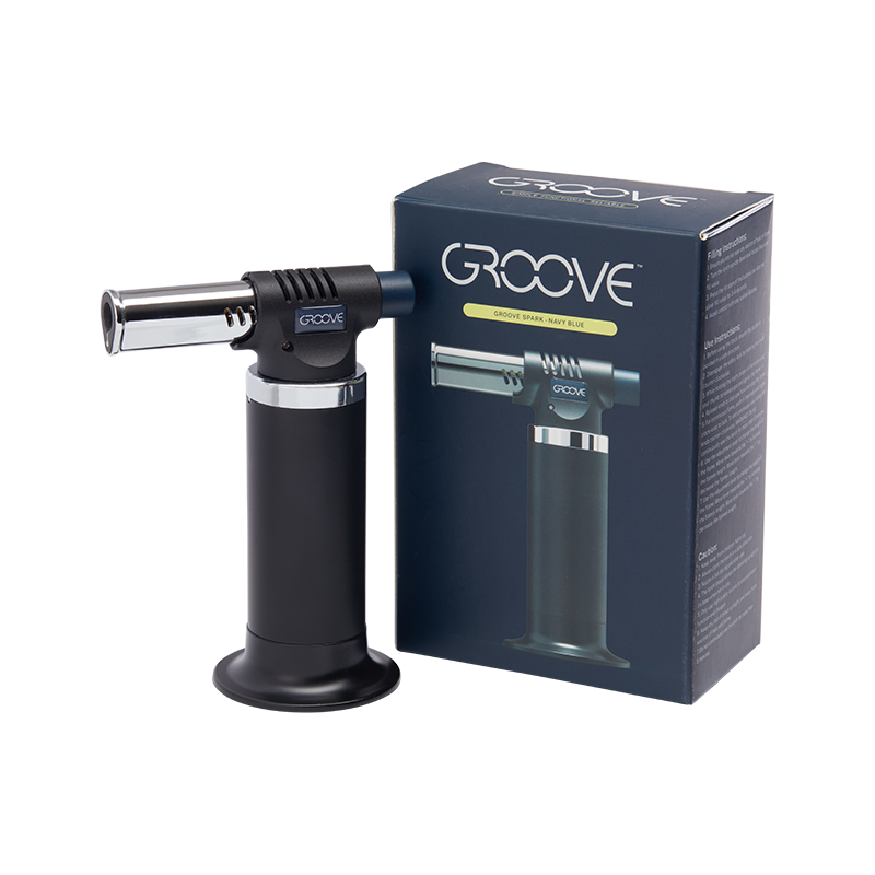 Handheld butane torch and packaging box of Groove Spark Butane for all your needs