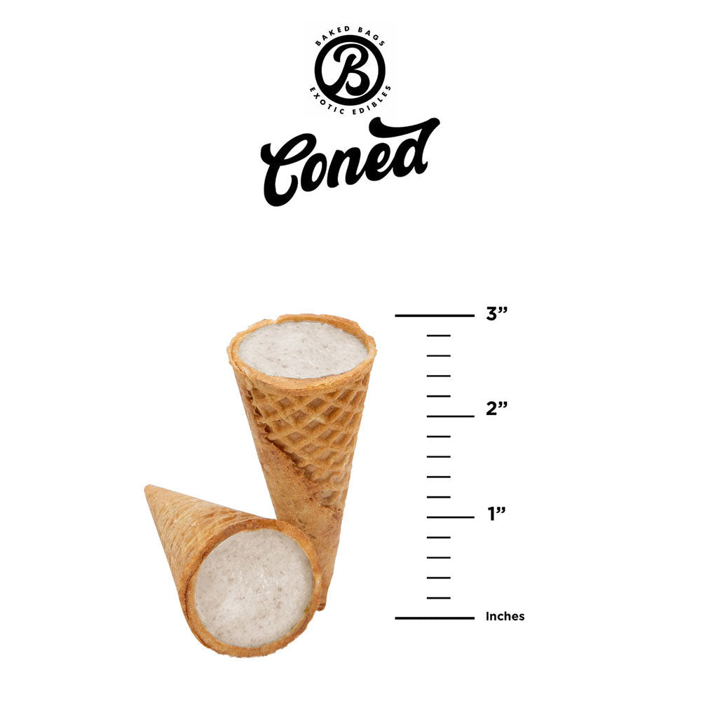 Ice cream cone filled with white soft serve next to a height scale for mini ice cream fun