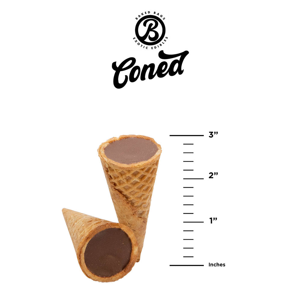 Ice cream cone with chocolate coating for Baked Bags Coned Delta-8 THC mini ice cream