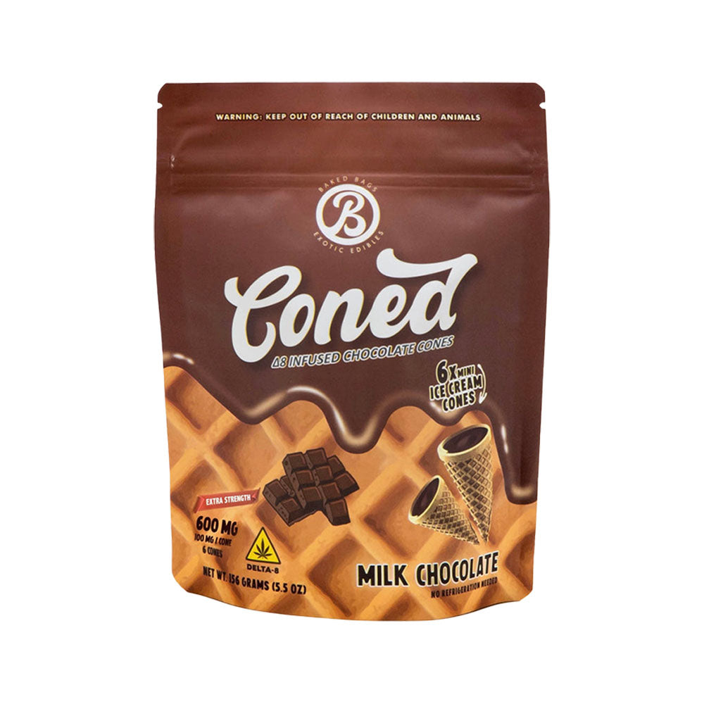 Resealable bag of Coned milk chocolate mini ice cream cannabis edibles for tasty indulgence