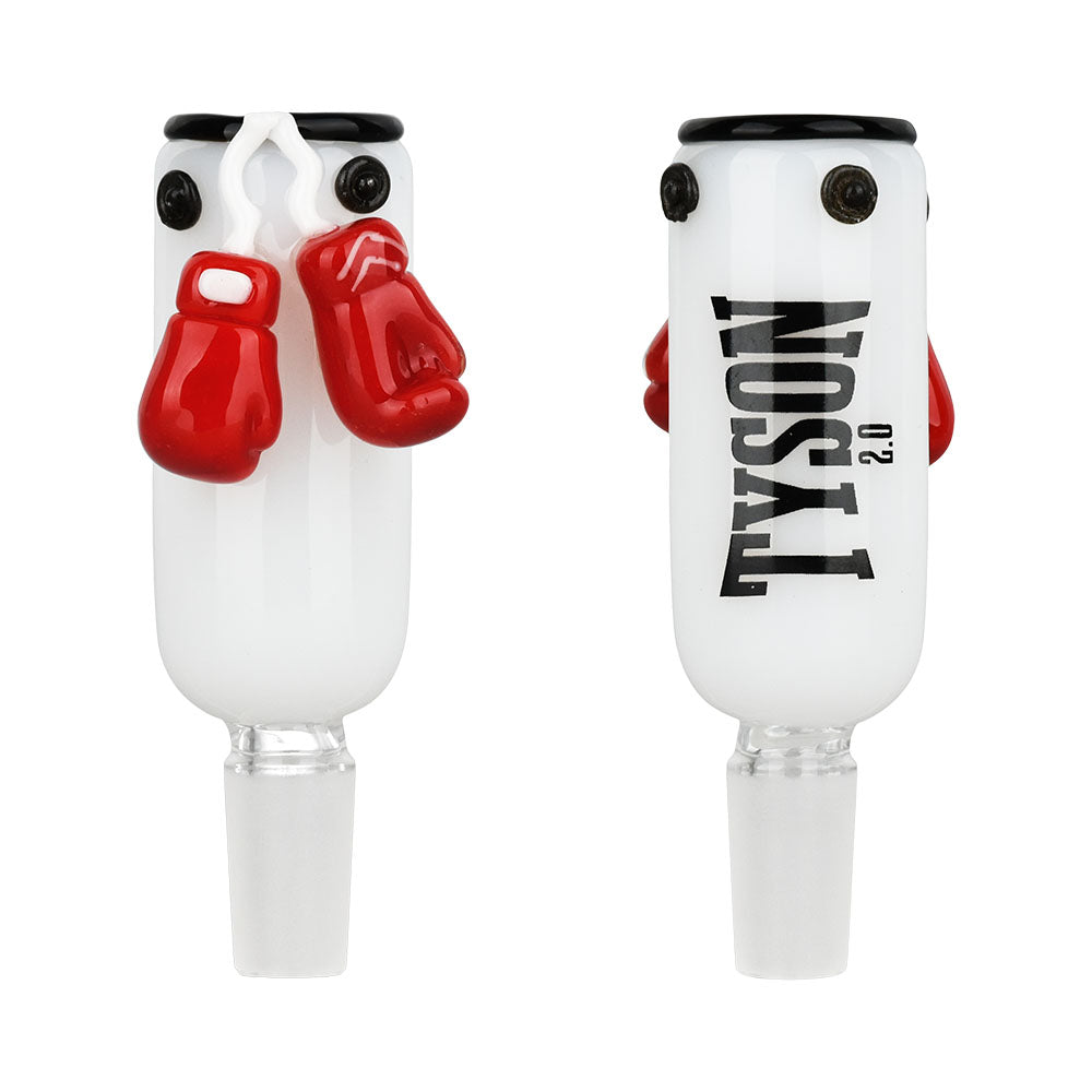 Boxing-themed glass bong with red gloves and MORAL text on Knockout Style Herb Slide