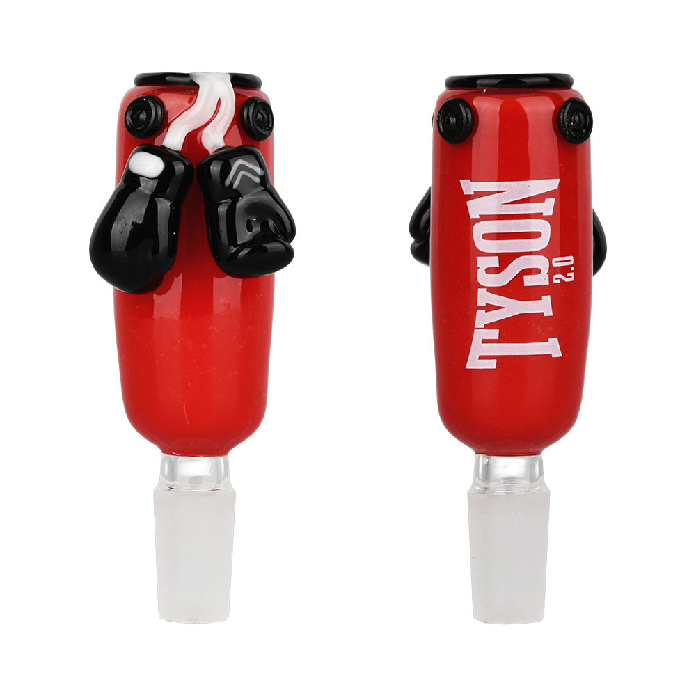 Red boxing-themed bottle stoppers with gloves for Knockout Style Tyson 2.0 Herb Slide