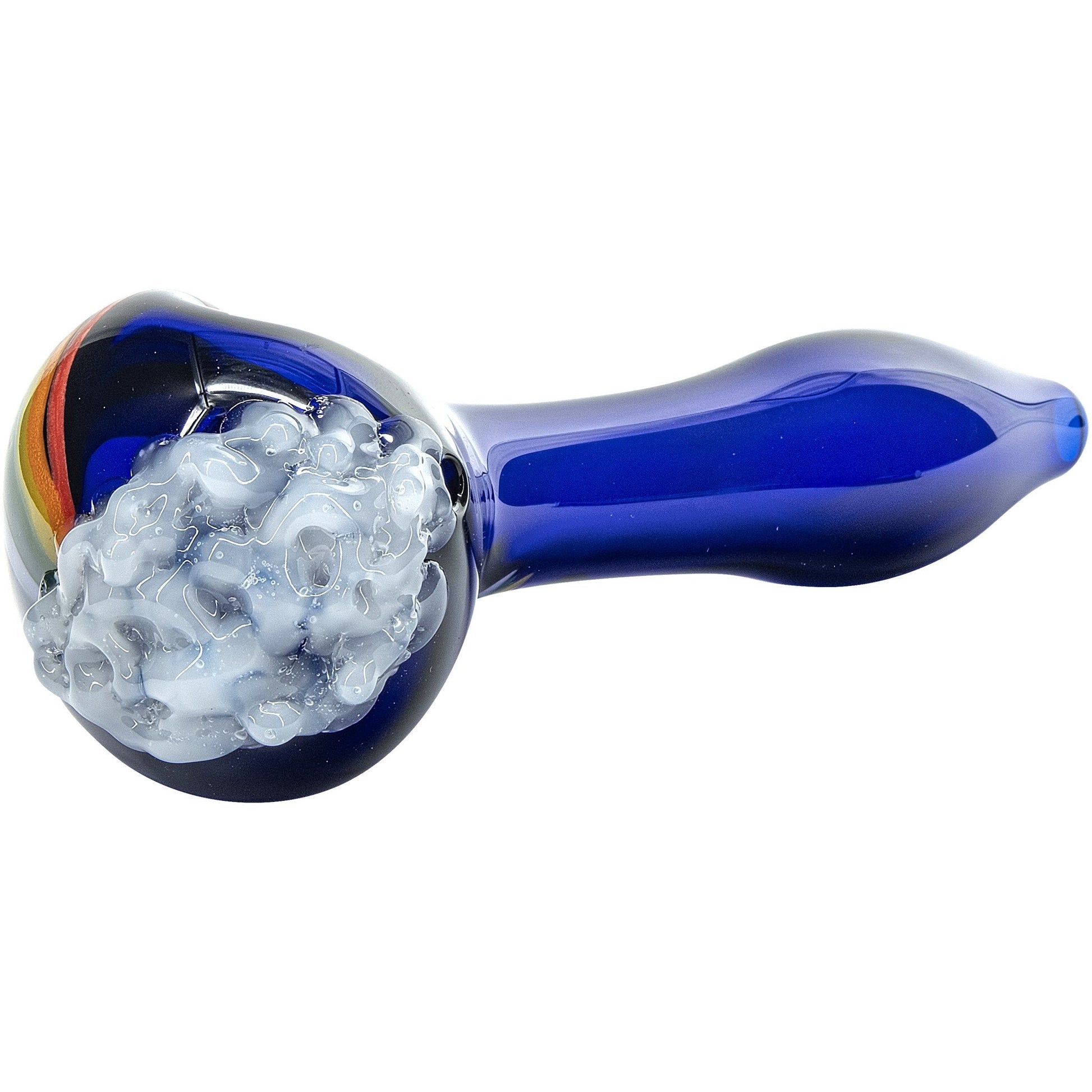 "Rainbows n Clouds" Cobalt Blue Glass Pipe - The DopeSpot.Store