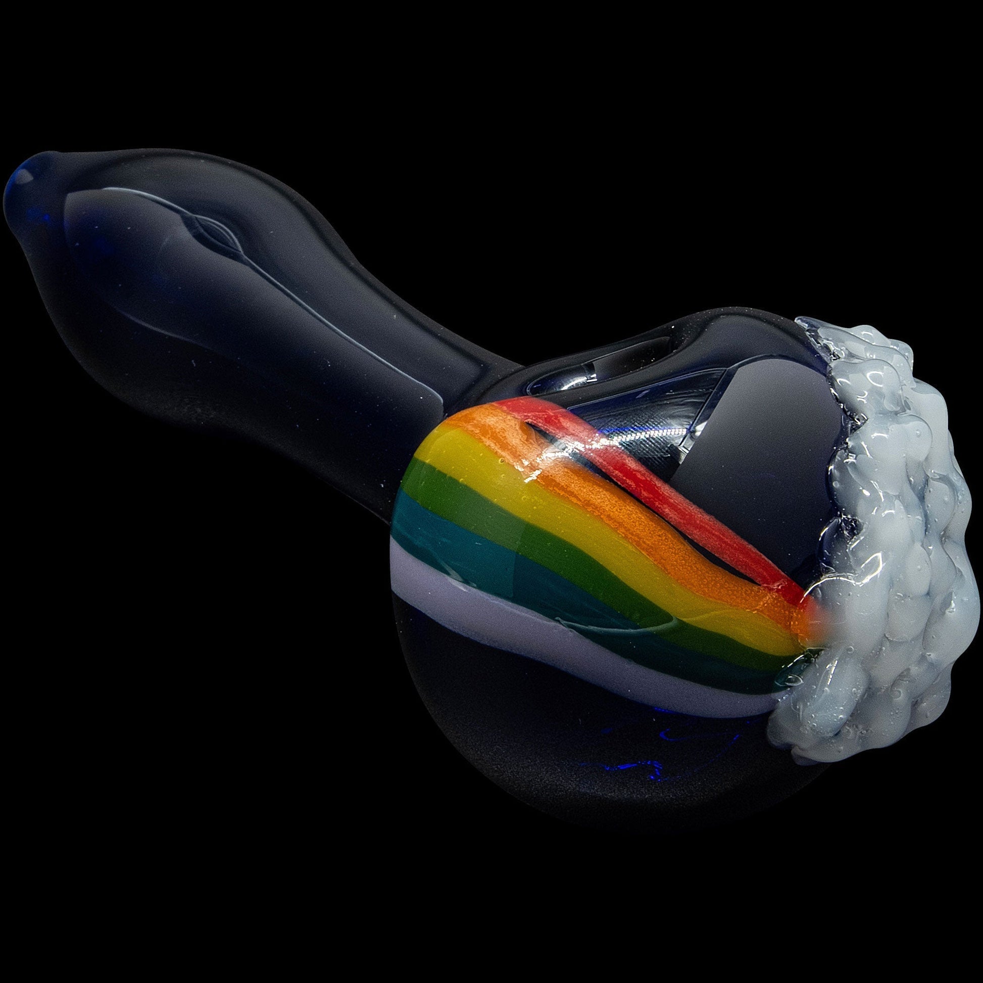 "Rainbows n Clouds" Cobalt Blue Glass Pipe - The DopeSpot.Store