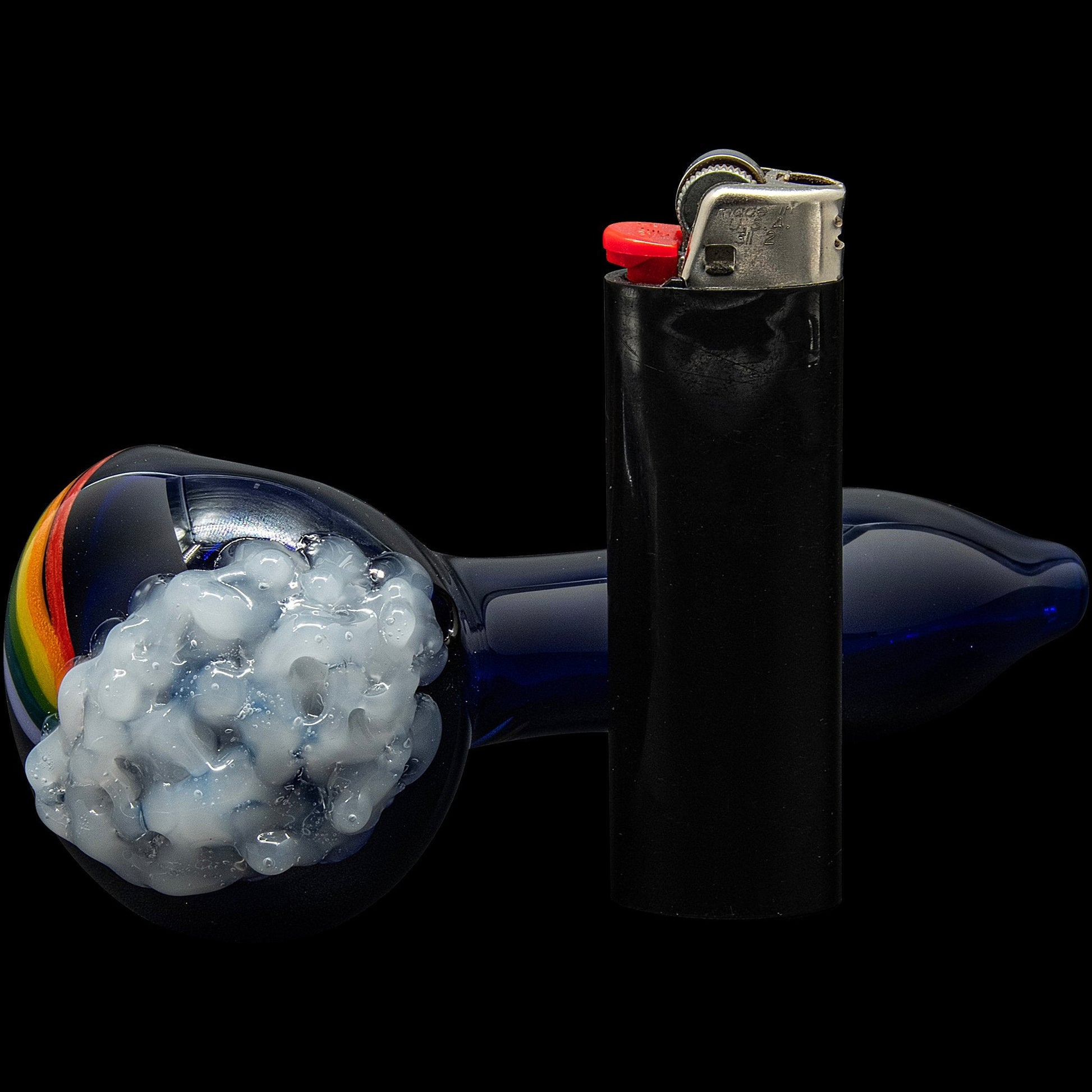 "Rainbows n Clouds" Cobalt Blue Glass Pipe - The DopeSpot.Store