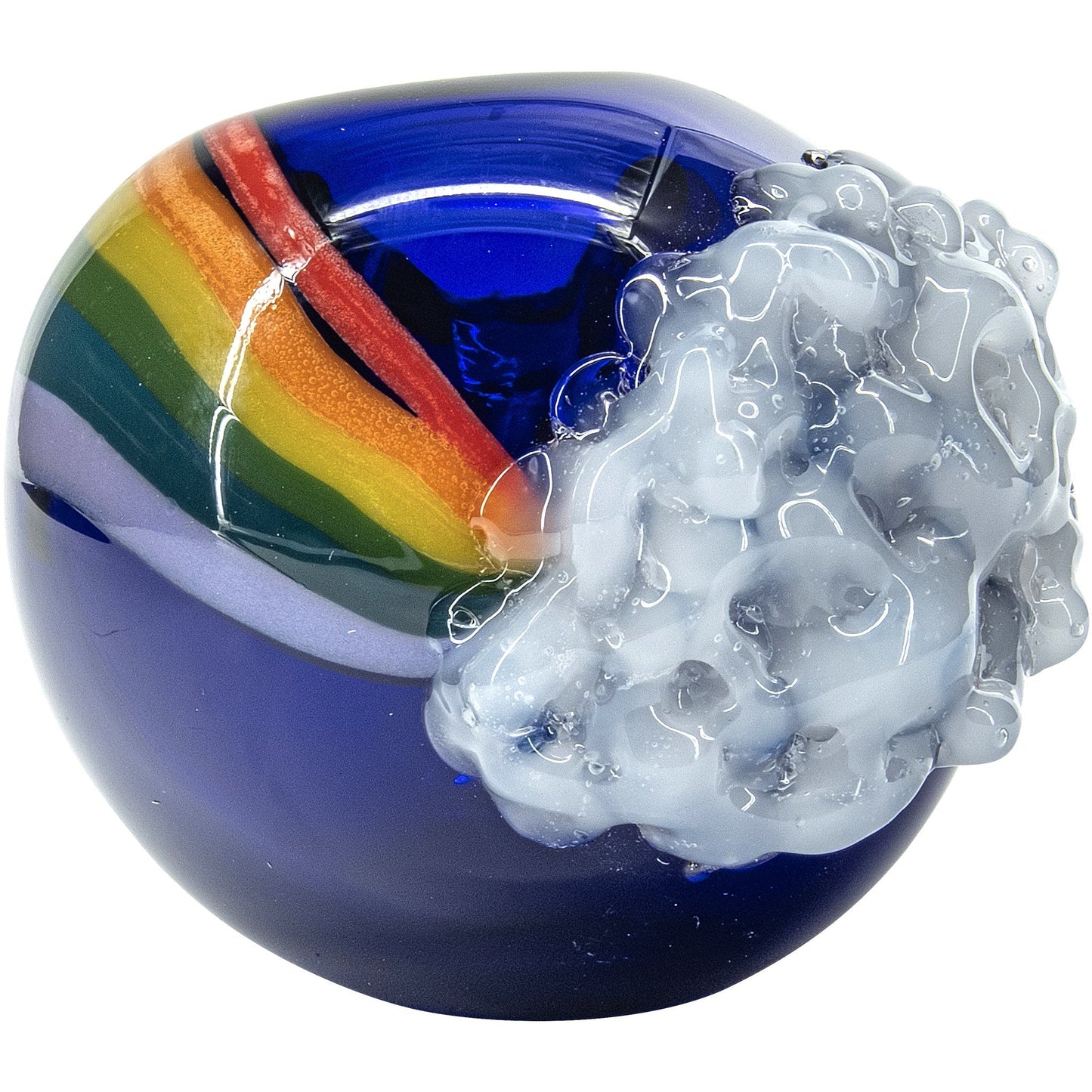 "Rainbows n Clouds" Cobalt Blue Glass Pipe - The DopeSpot.Store