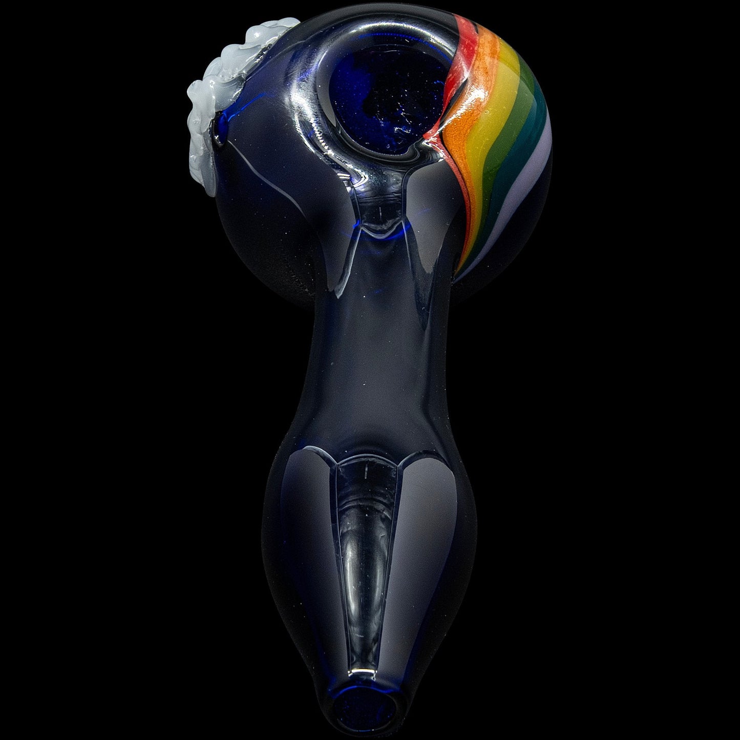 "Rainbows n Clouds" Cobalt Blue Glass Pipe - The DopeSpot.Store