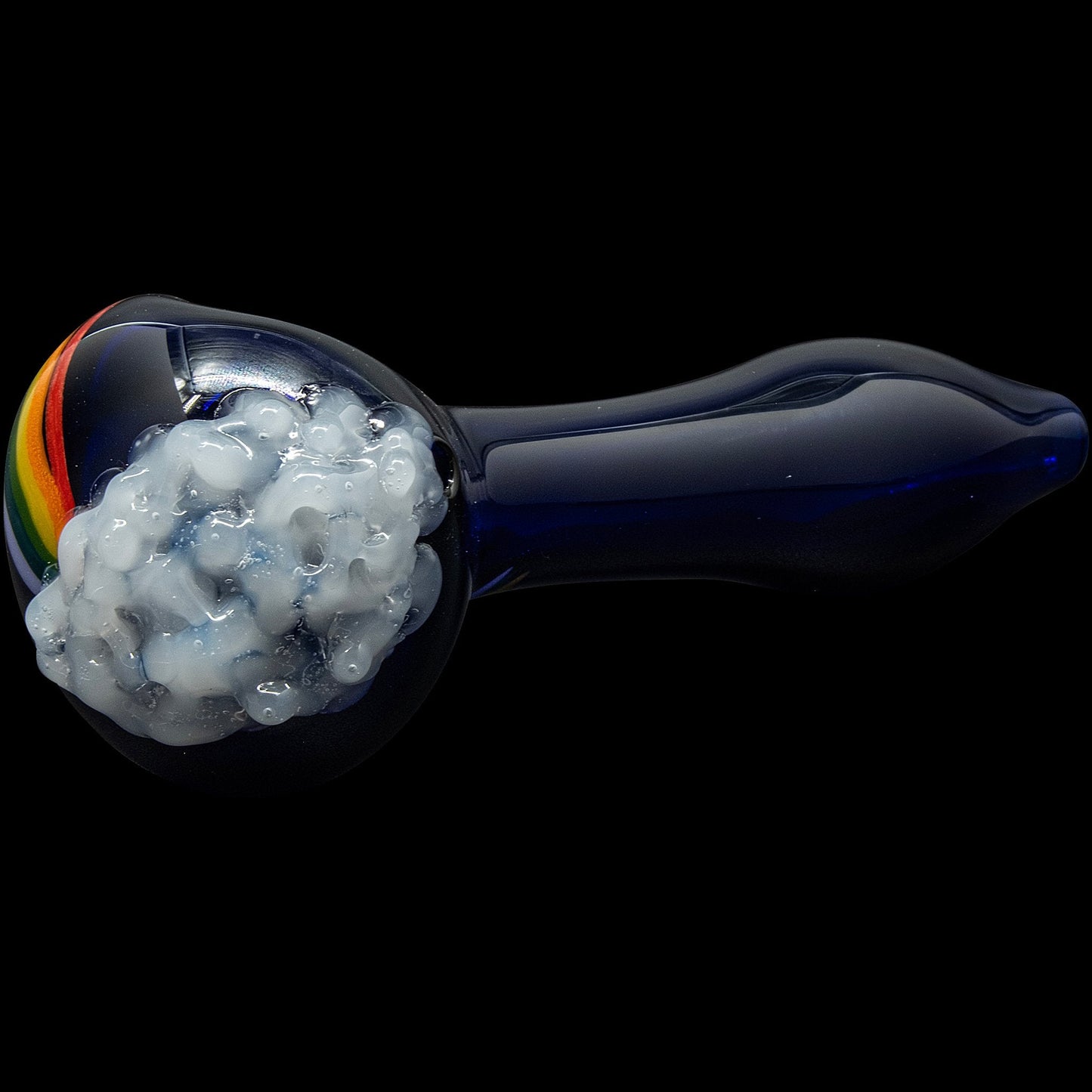 "Rainbows n Clouds" Cobalt Blue Glass Pipe - The DopeSpot.Store