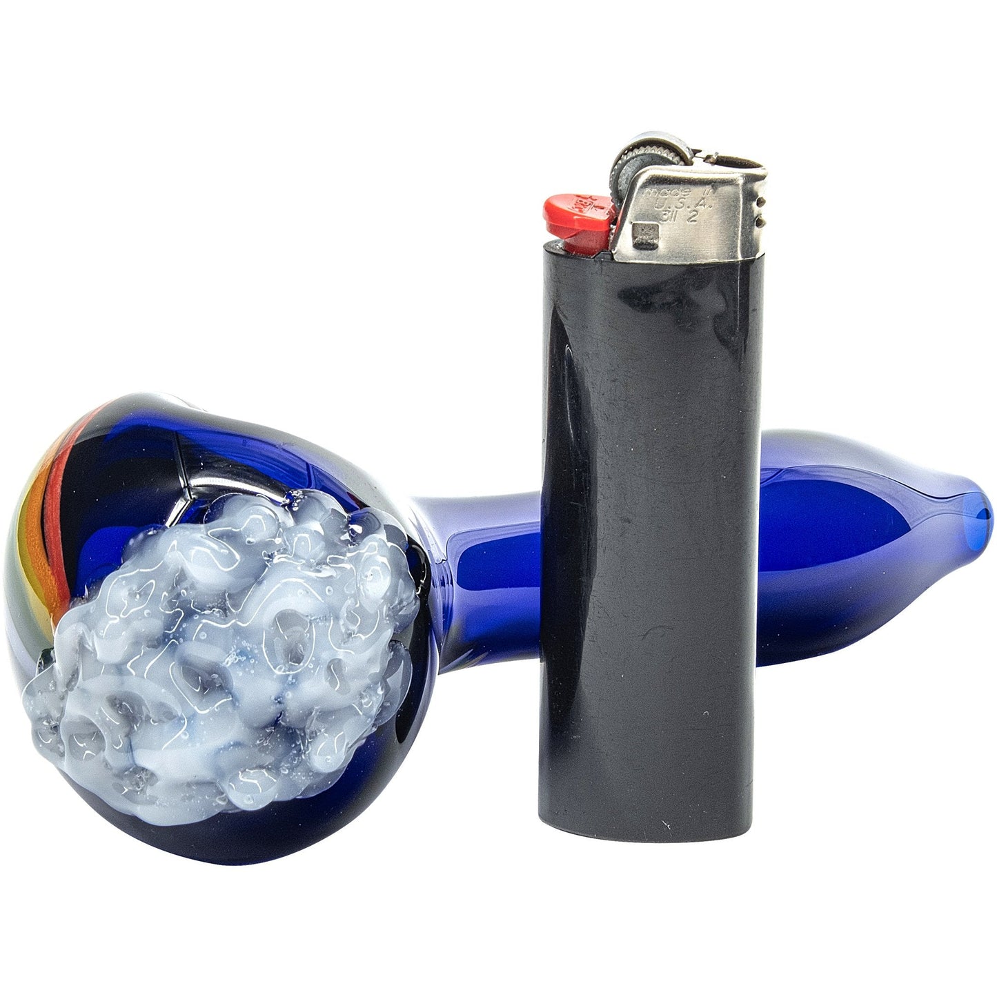 "Rainbows n Clouds" Cobalt Blue Glass Pipe - The DopeSpot.Store