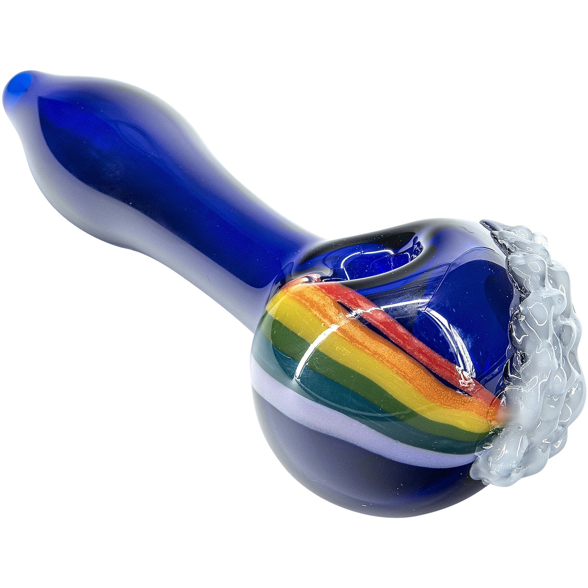 "Rainbows n Clouds" Cobalt Blue Glass Pipe - The DopeSpot.Store