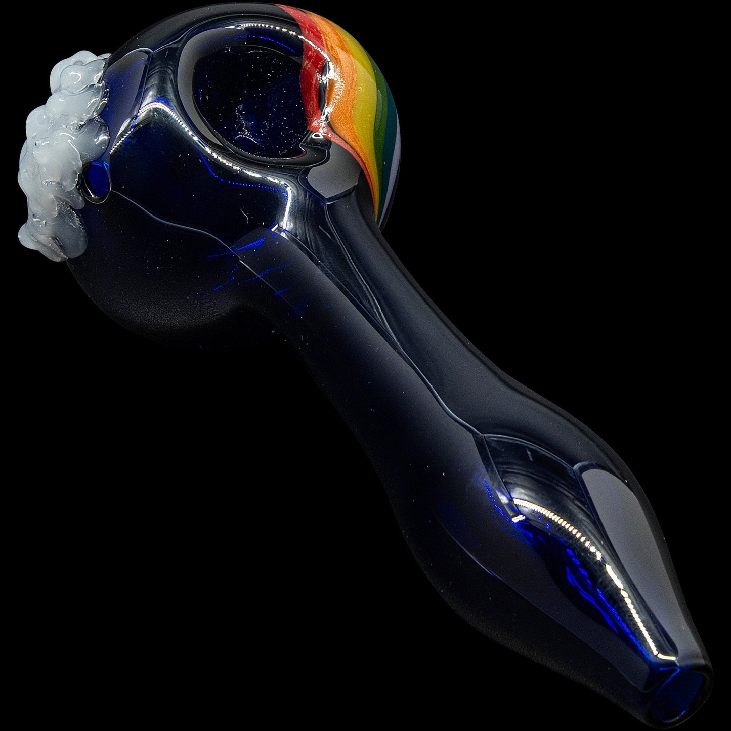 "Rainbows n Clouds" Cobalt Blue Glass Pipe - The DopeSpot.Store