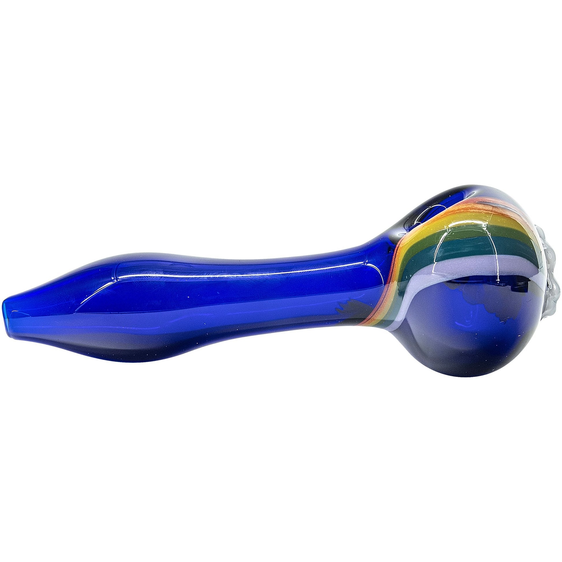 "Rainbows n Clouds" Cobalt Blue Glass Pipe - The DopeSpot.Store