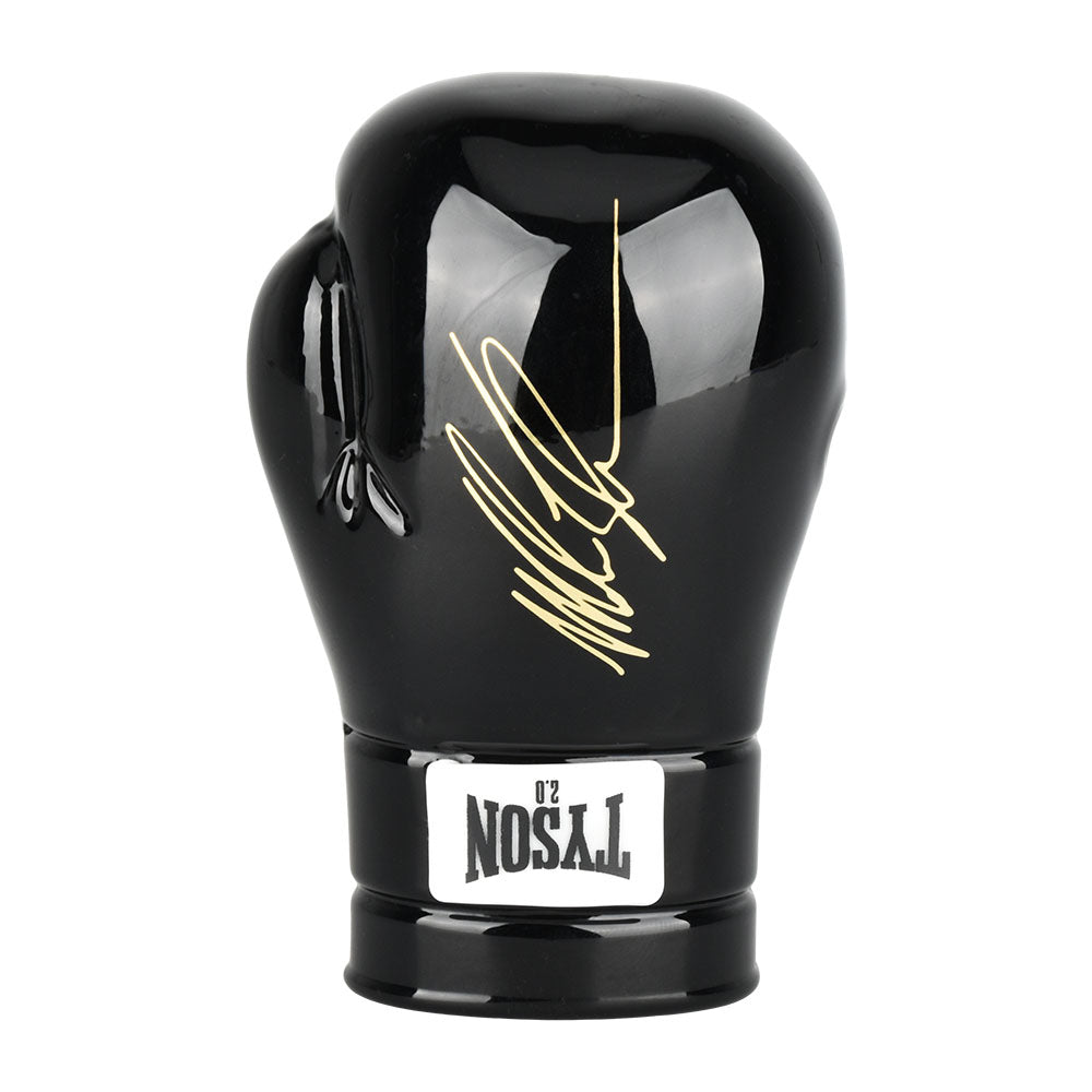 Black boxing glove hand pipe with gold Tyson signature in stylish design