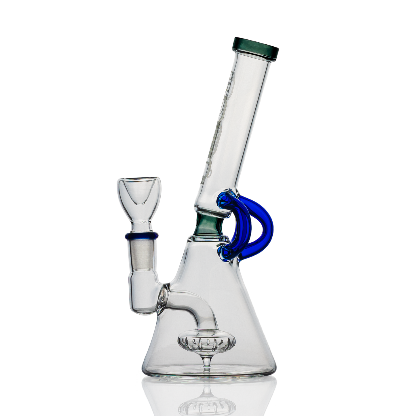 Cool Glass Water Pipe with Beaker Base and Blue Accents - Hemper Cyberpunk Bong