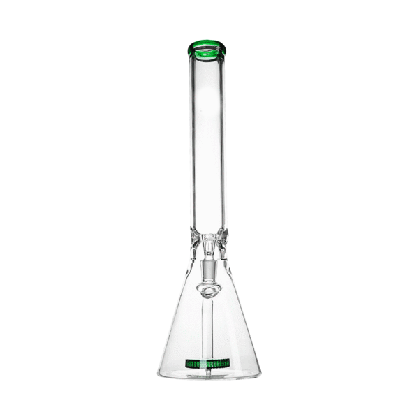 Glass bong with green rim and base, perfect for the ultimate Hemper Beast hits