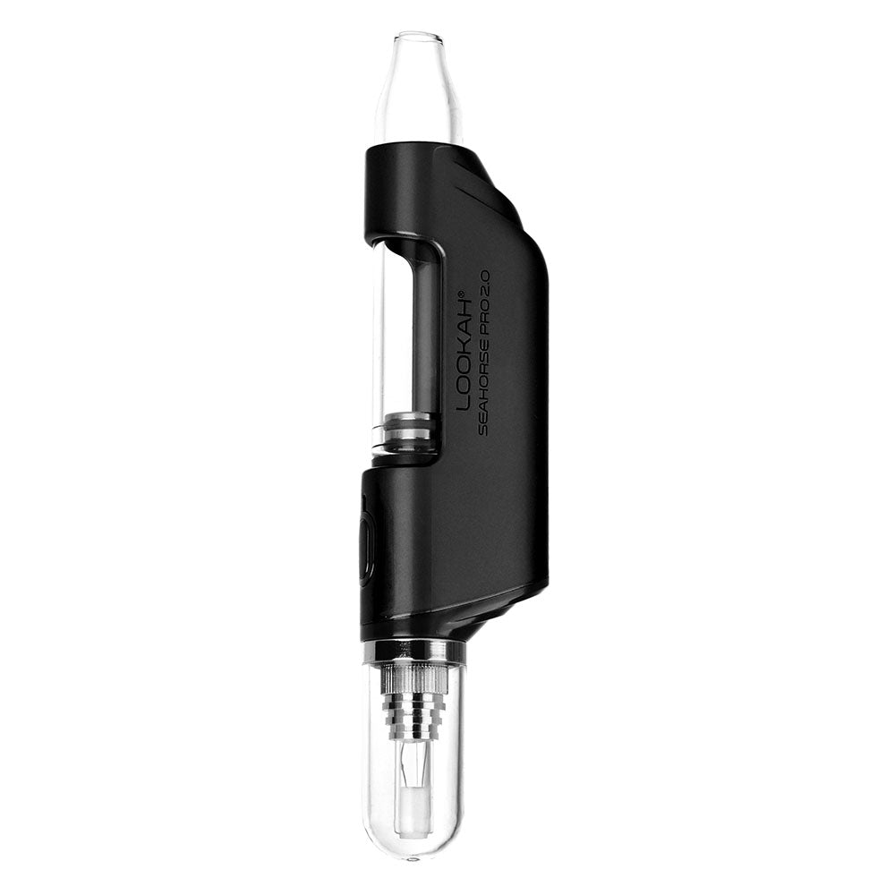 Black handheld vaporizer with glass parts for an epic Electric Dab Kit vaping experience