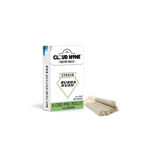 Package of Cloud N9ne CBD Bubba Kush pre-rolls for ultimate relaxation