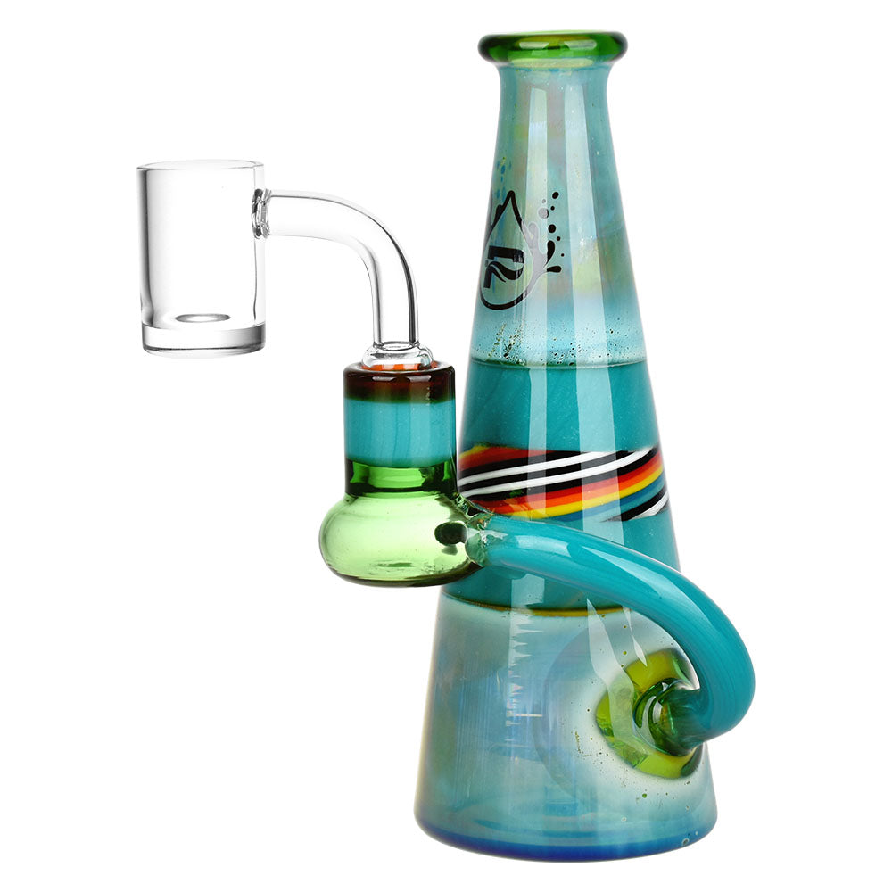 Vibrant Rainbow Stripe Dab Rig - Perfect for Delta 8 Enthusiasts