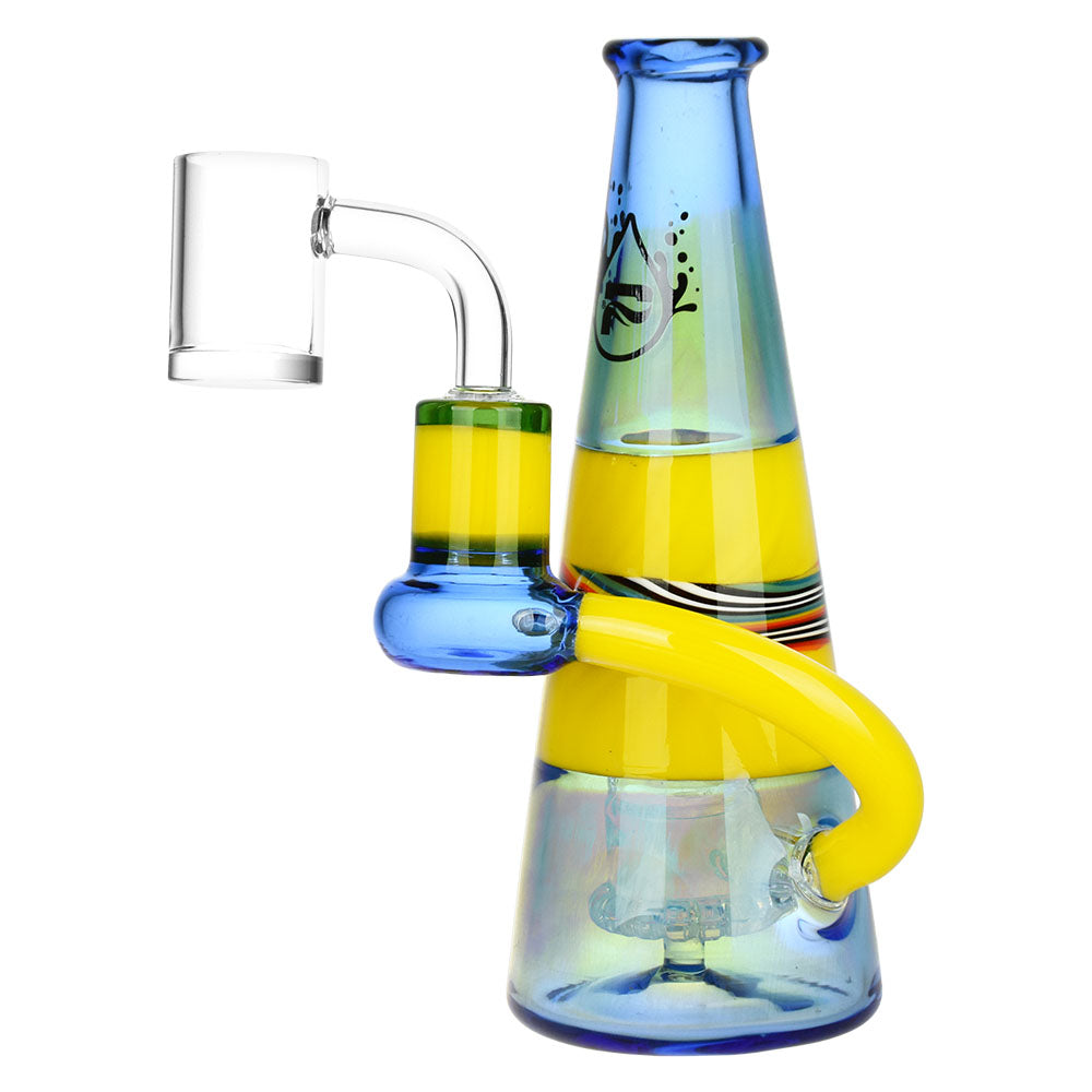 Vibrant Rainbow Stripe Dab Rig - Perfect for Delta 8 Enthusiasts